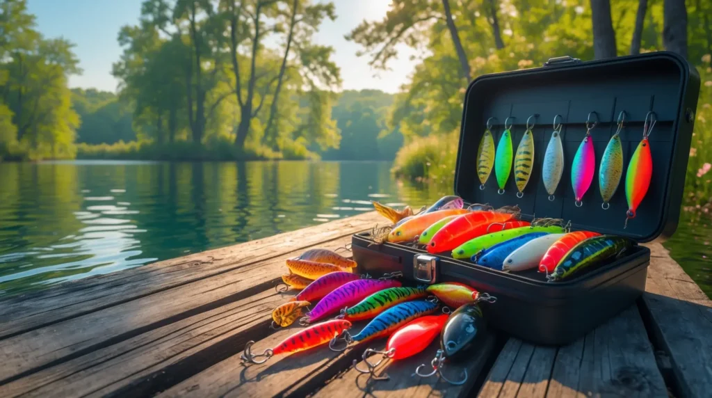 A tackle box filled with lesser-known but effective bass lures.